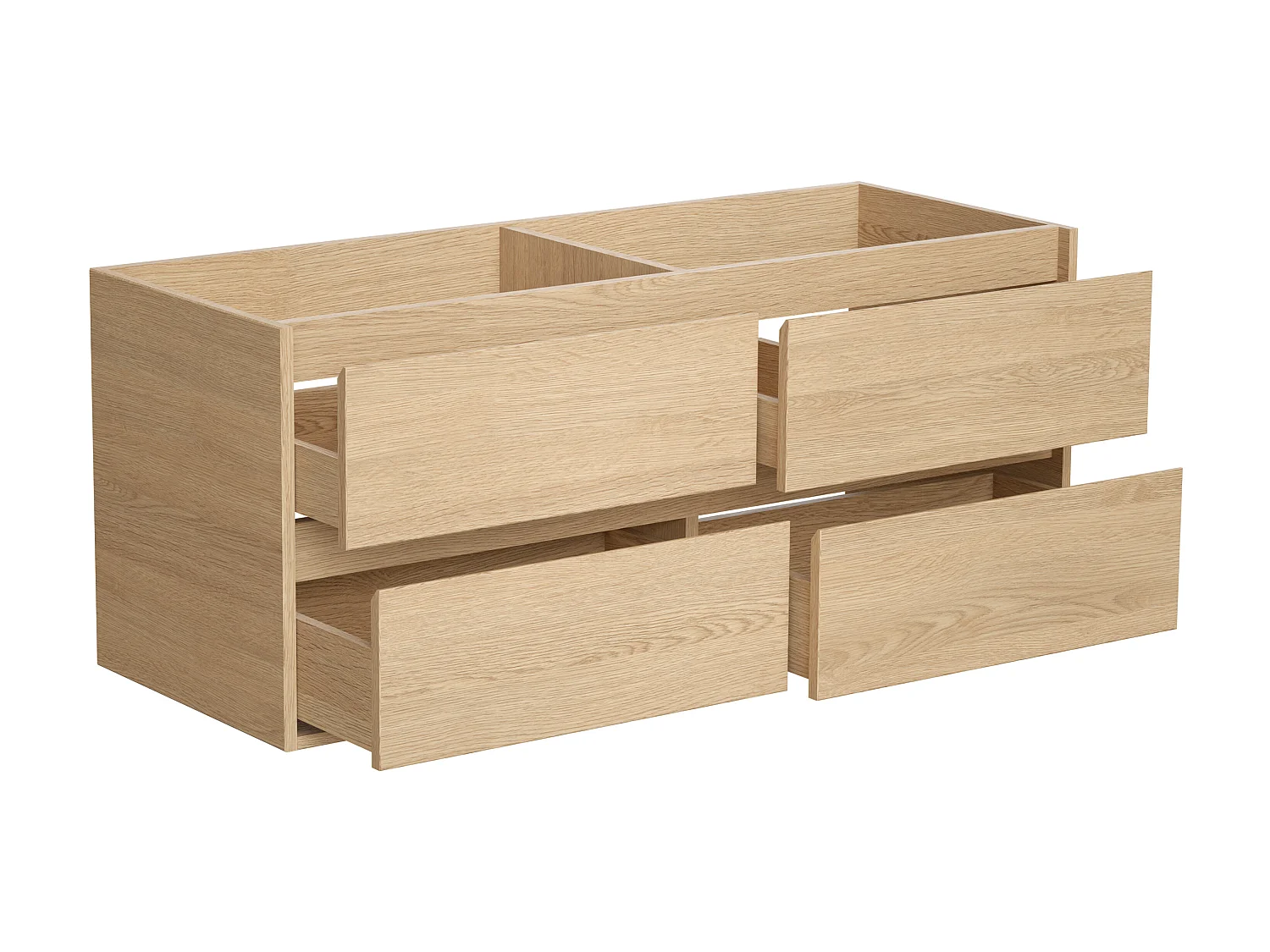 Meuble de salle de bain suspendu avec double vasque à poser et miroir - Placage chêne - 120 cm - MILIPAM