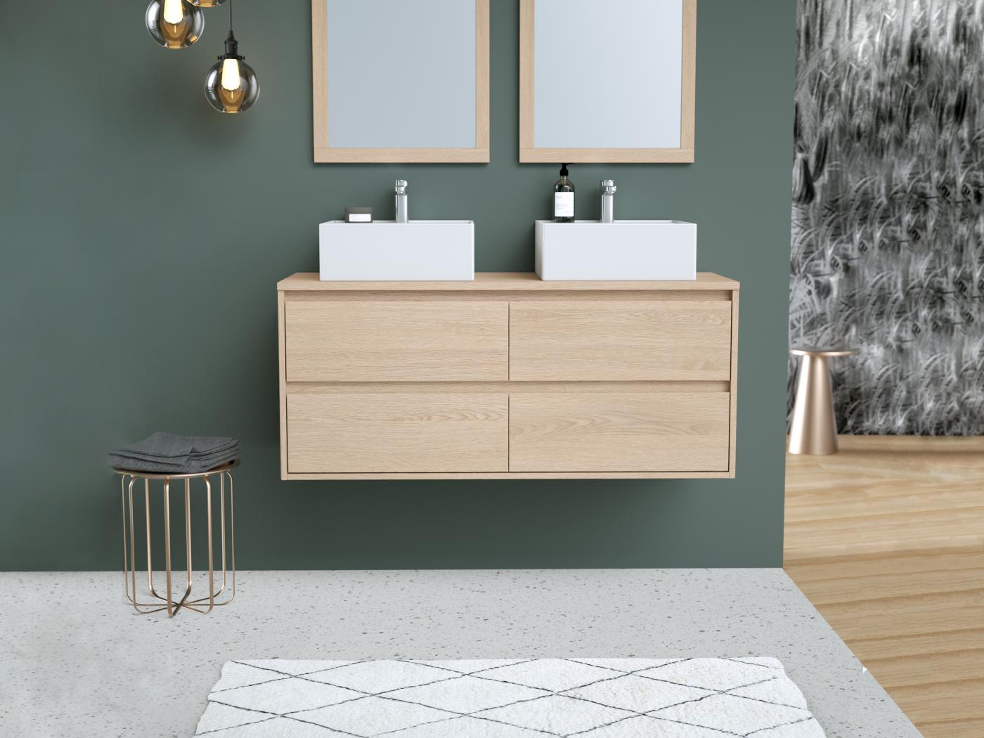 Meuble Salle De Bain Bois 120 Cm Double Vasque www.vente-unique.com