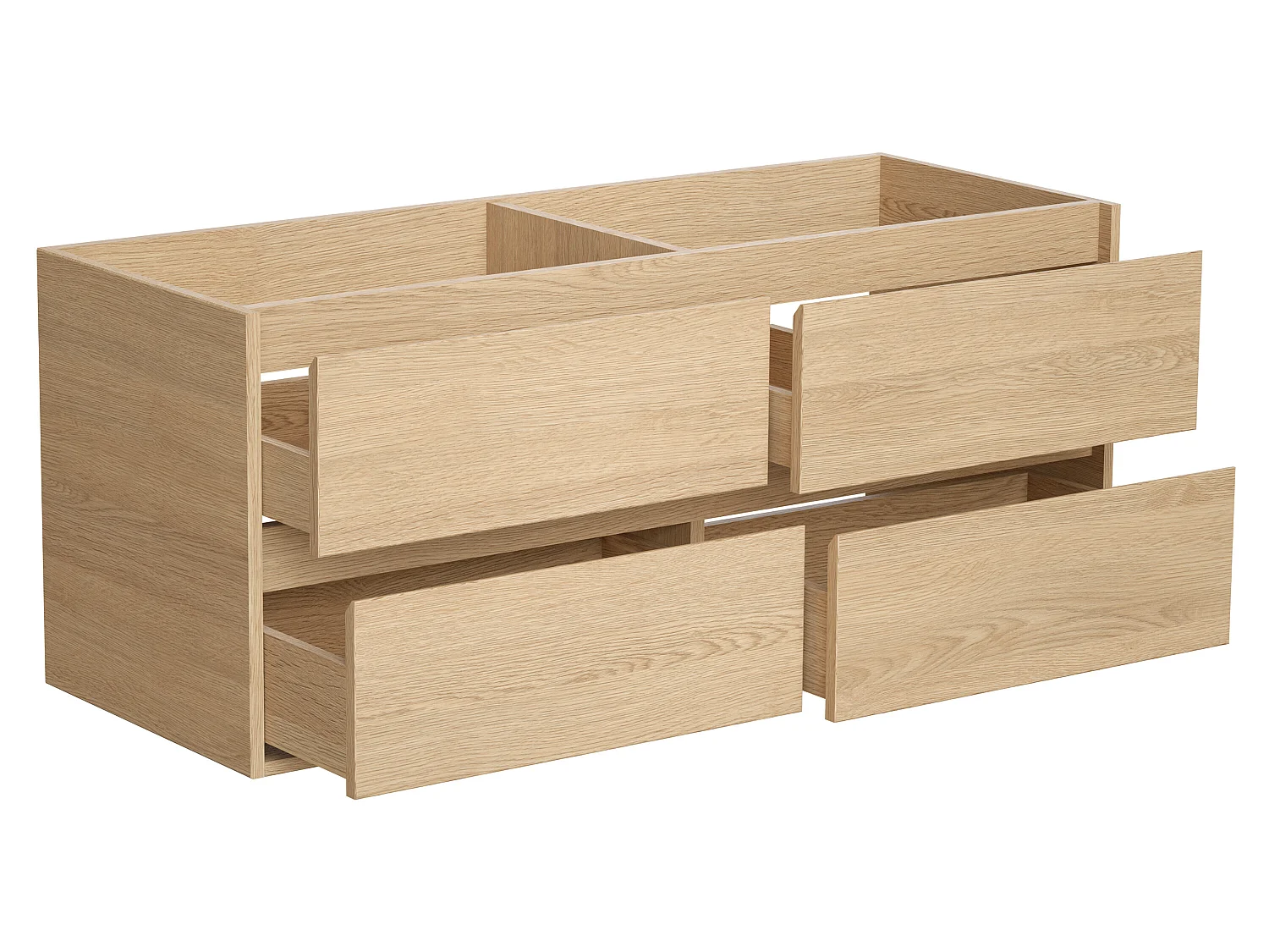 Meuble de salle de bain suspendu avec double vasque à poser et miroir - Placage chêne - 120 cm - MILIPAM