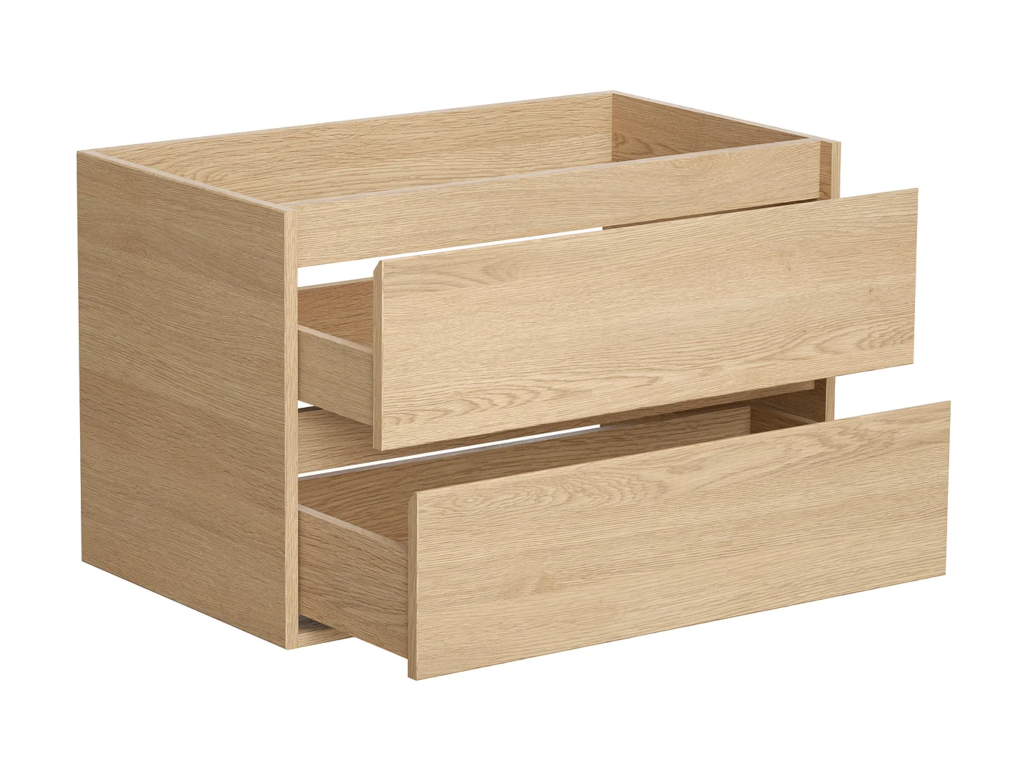 Hangend badkamermeubel met ingebouwde wastafel en spiegel - Eiken fineer - 80 cm - MILIPAM