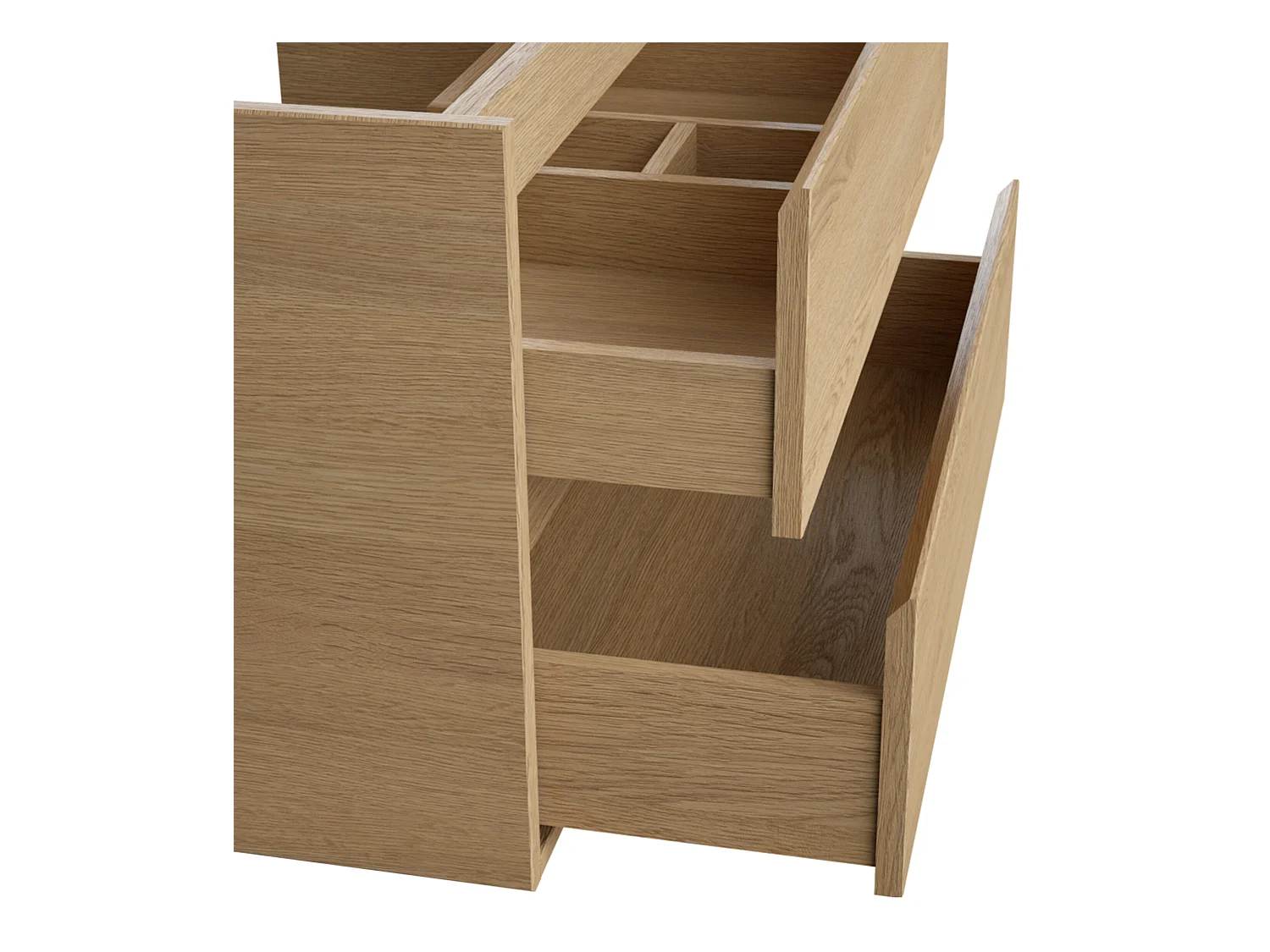 Hangend badkamermeubel met ingebouwde wastafel en spiegel - Eiken fineer - 80 cm - MILIPAM