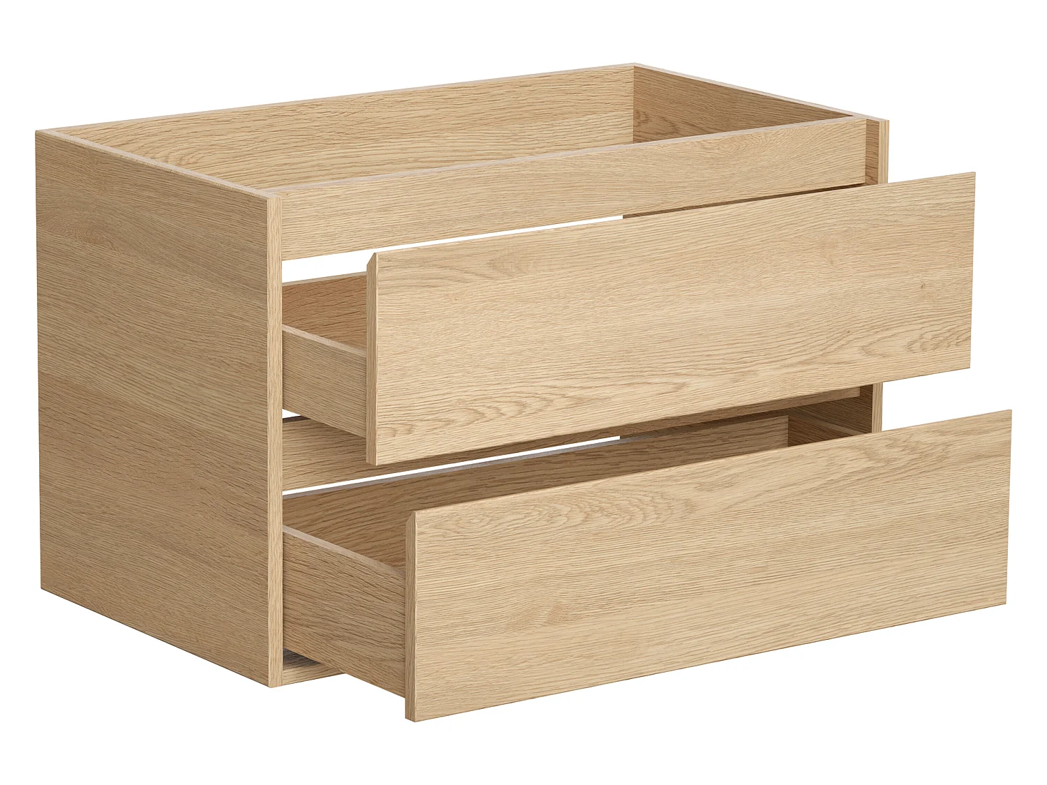 Meuble de salle de bain suspendu avec vasque à poser et miroir - Placage chêne - 80 cm - MILIPAM