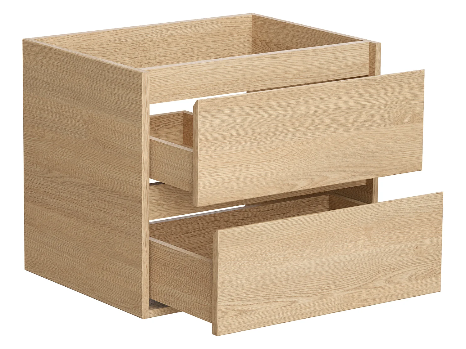 Hangend badkamermeubel met ingebouwde wastafel en spiegel - Eiken fineer - 60 cm - MILIPAM