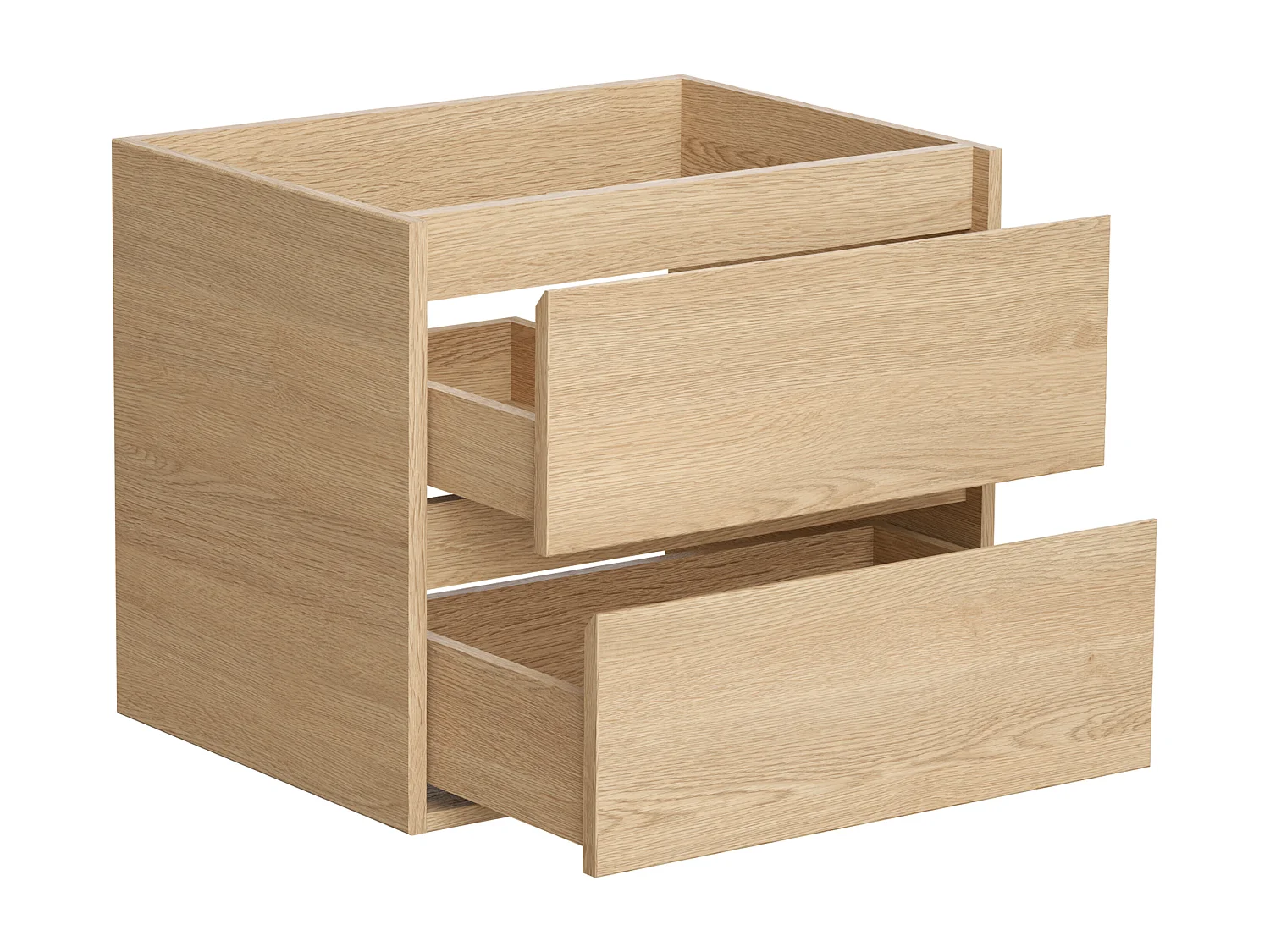 Meuble de salle de bain suspendu avec vasque à poser et miroir - Placage chêne - 60 cm - MILIPAM