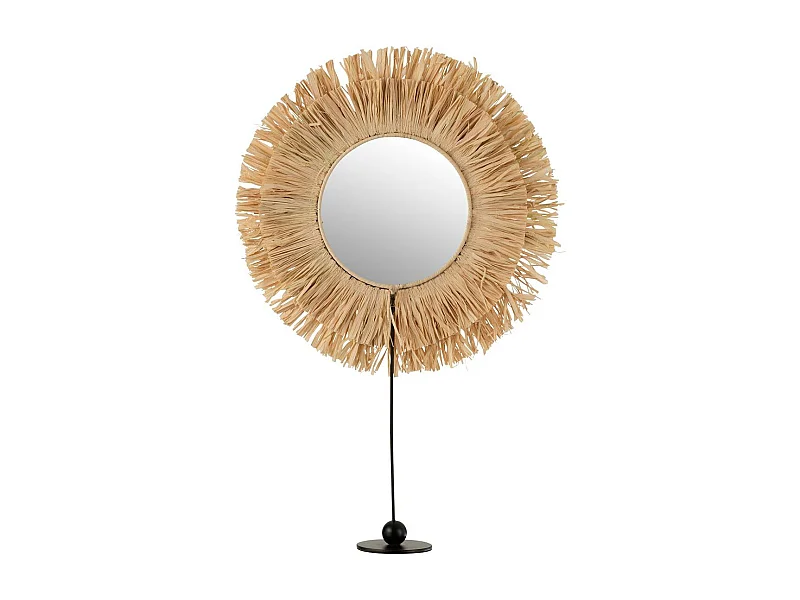 Miroir sur Pied en Rotin Déco "Raphia" 51cm Naturel