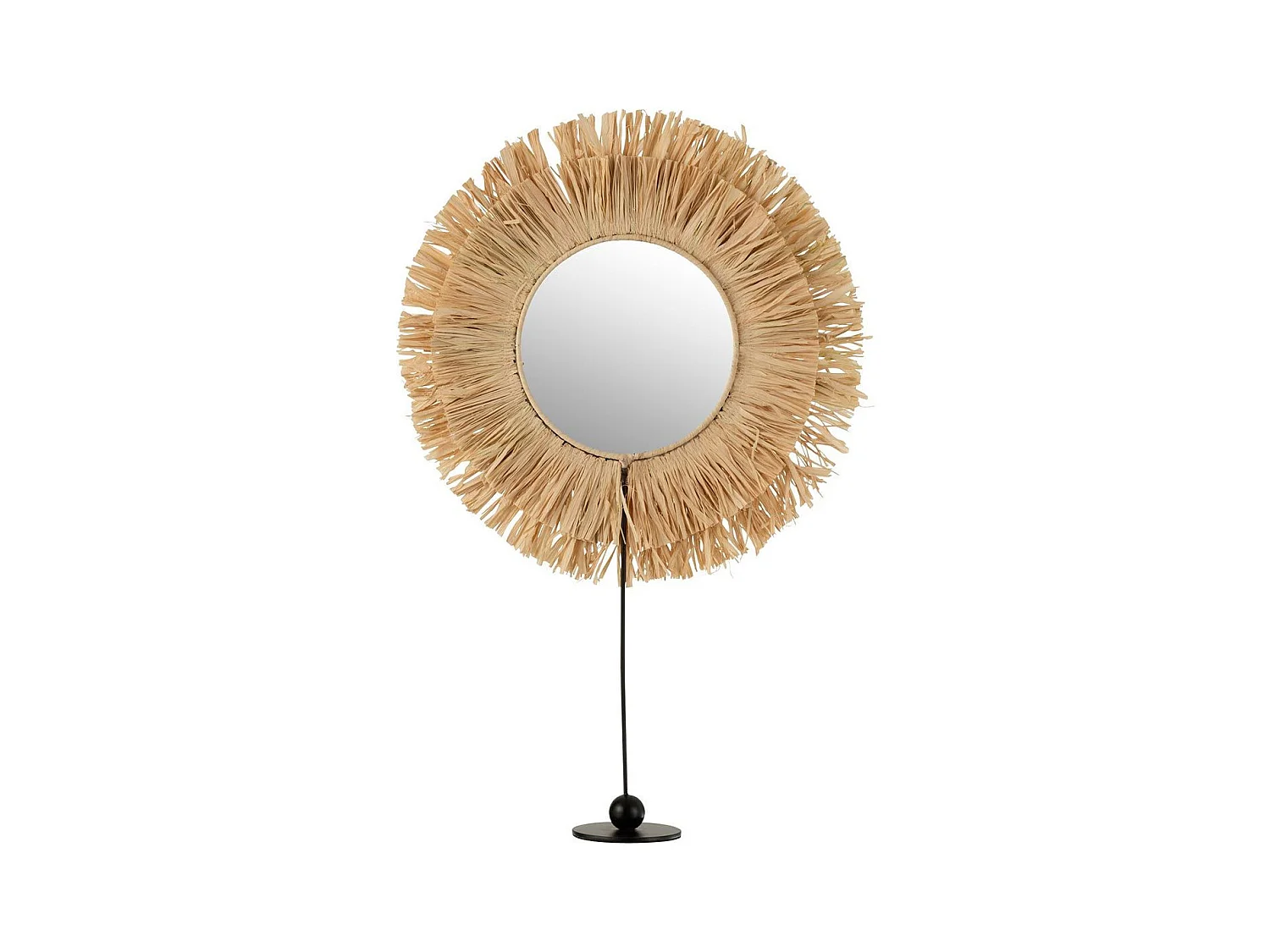 Miroir sur Pied en Rotin Déco "Raphia" 51cm Naturel
