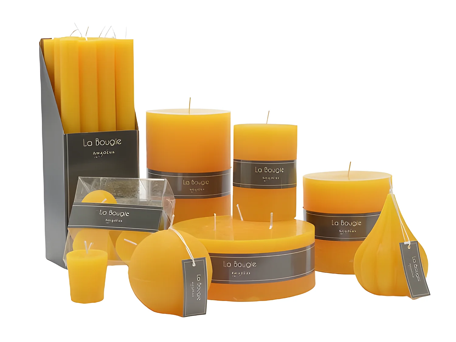 Bougie grand cylindre Moutarde 10 X 10 cm    - (lot de 6)