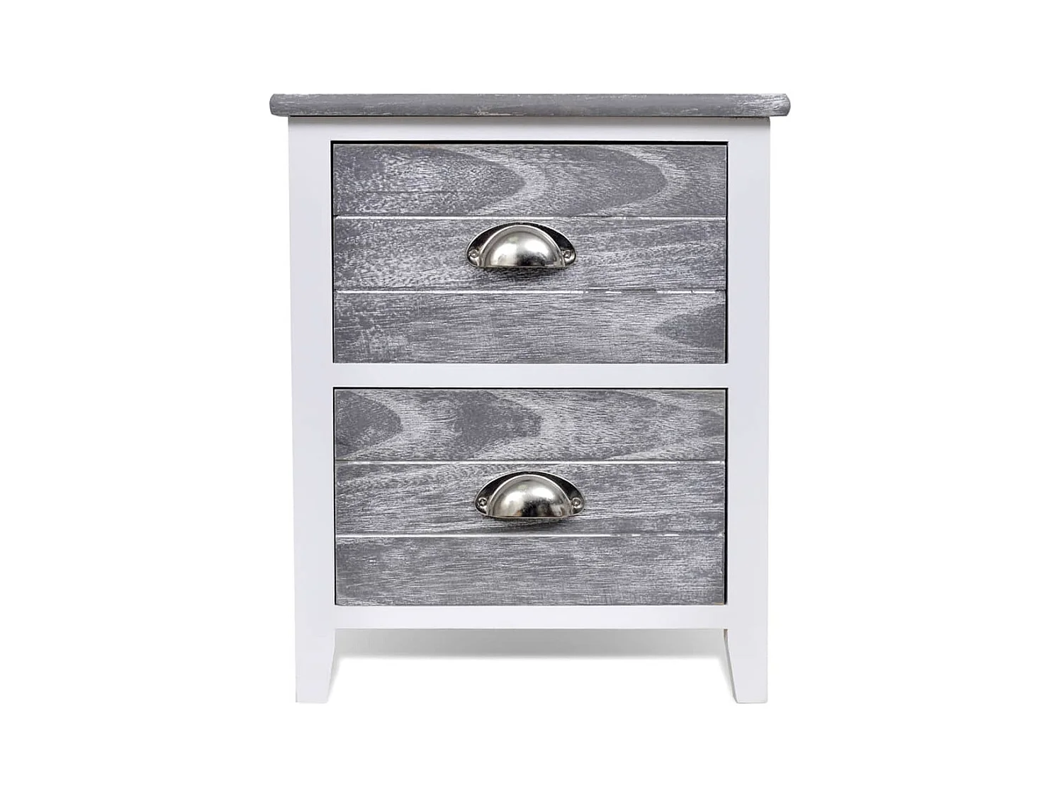 Mesita de noche cómoda armario muebles de dormitorio 38 x 28 x 45 cm MDF gris y blanco 1402041