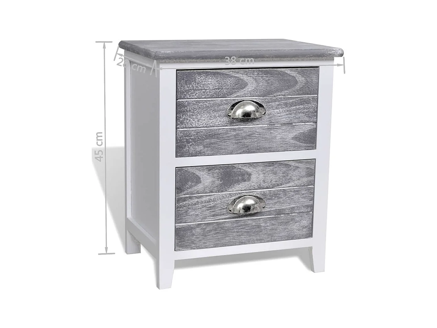 Mesita de noche cómoda armario muebles de dormitorio 38 x 28 x 45 cm MDF gris y blanco 1402041