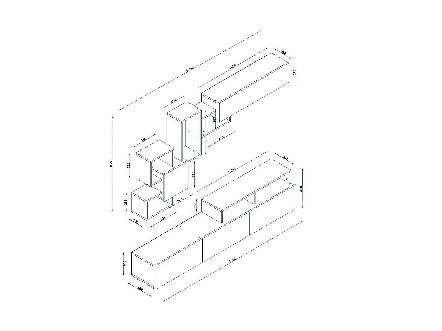 Parete TV con scomparti portaoggetti Naturale e Bianco - TALOLI