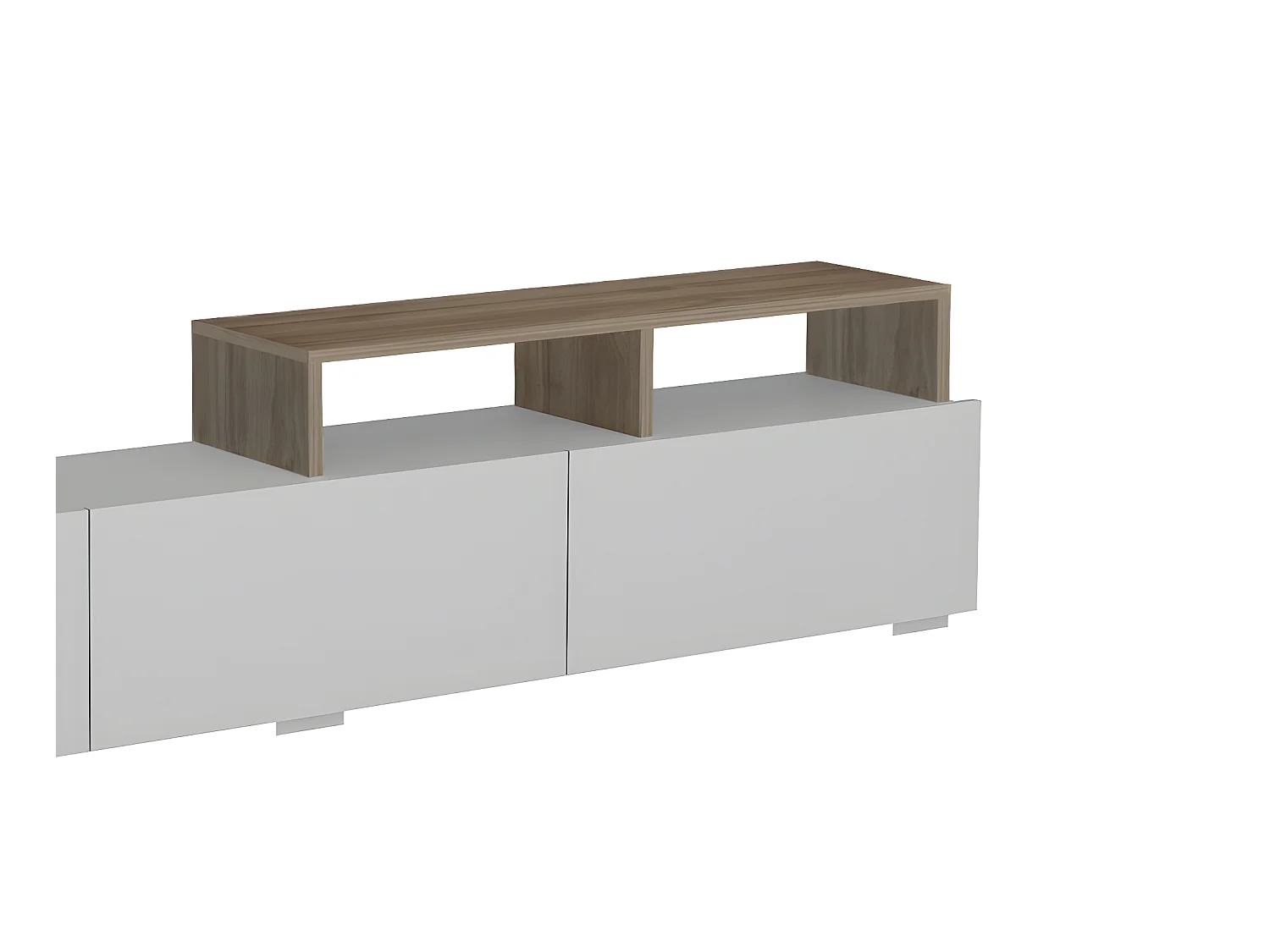 Mur TV avec rangements - Naturel clair et Blanc - TALOLI II