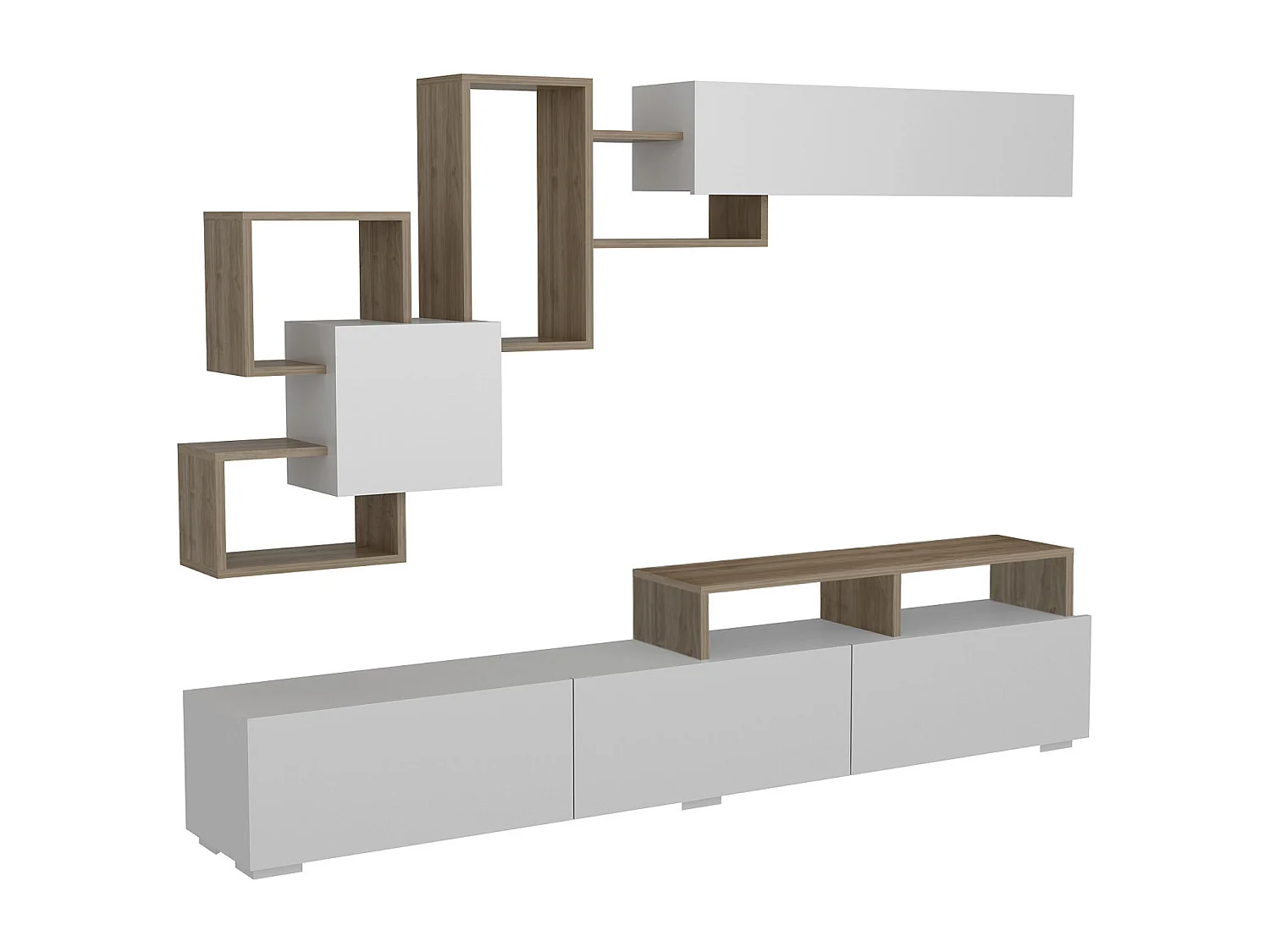 Mueble TV con almacenamiento - Natural claro y blanco - TALOLI II