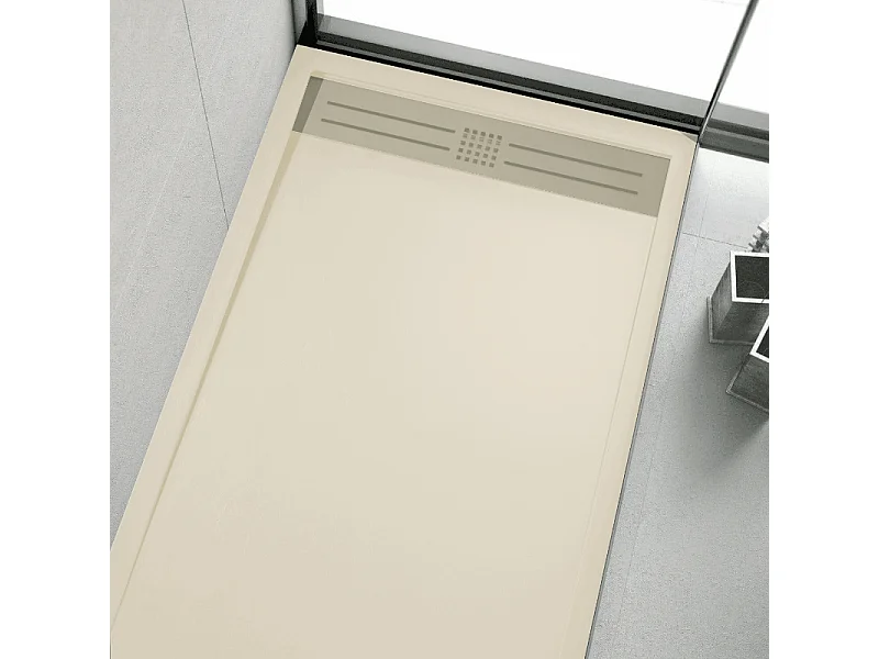 Plato de ducha resina ELITE crema  70x100cm rejilla acero inox.