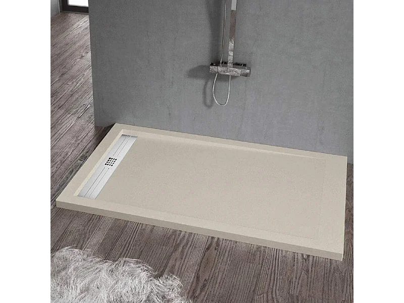 Plato de ducha resina ELITE CREMA  70x190cm rejilla inox