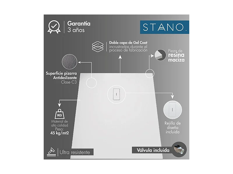 Plato de ducha resina FUSION CREMA  100x130cm