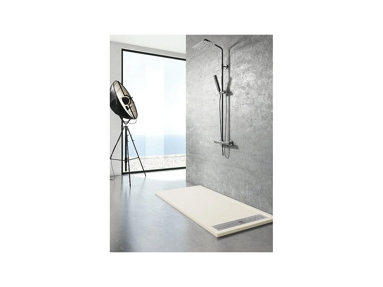 Plato de ducha resina ELITE CREMA  70x170cm rejilla inox