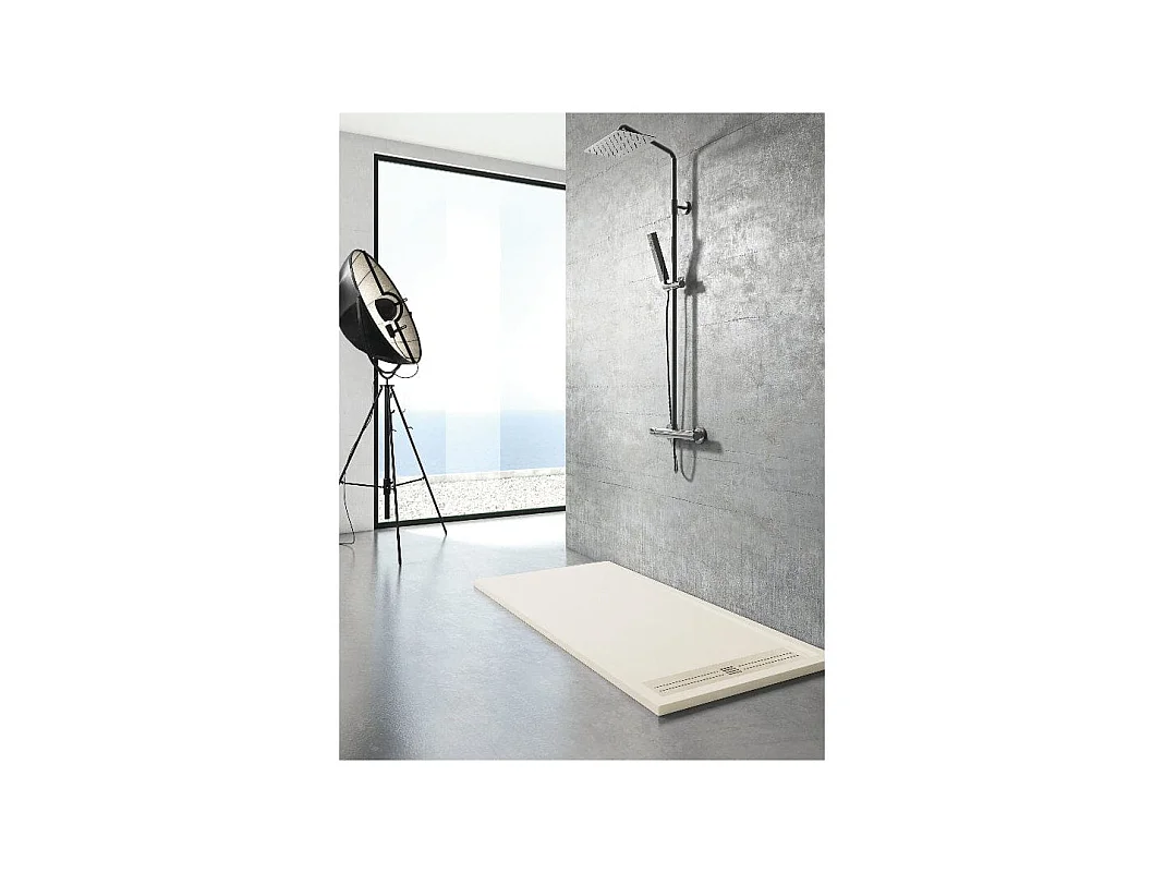 Plato de ducha resina ELITE CREMA  80x170cm rejilla inox