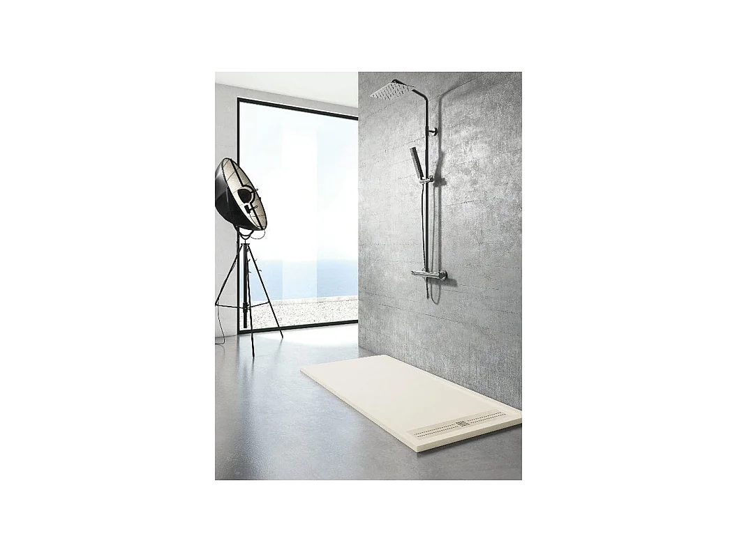 Plato de ducha resina ELITE CREMA  70x180cm rejilla inox