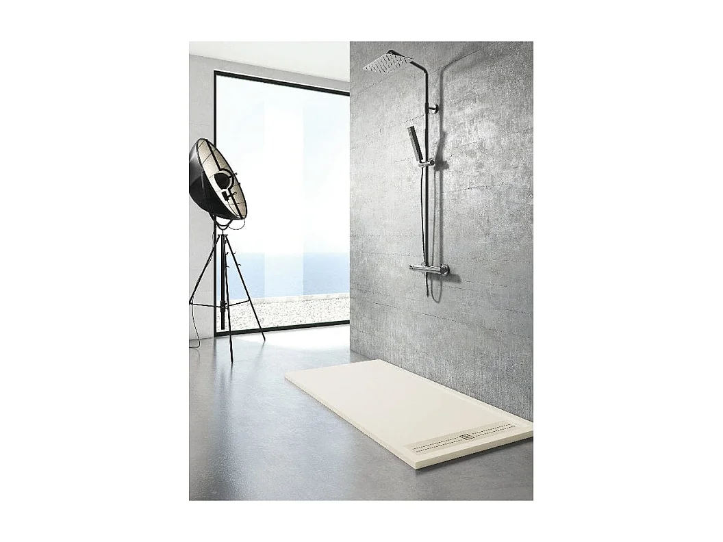 Plato de ducha resina ELITE CREMA  70x180cm rejilla inox