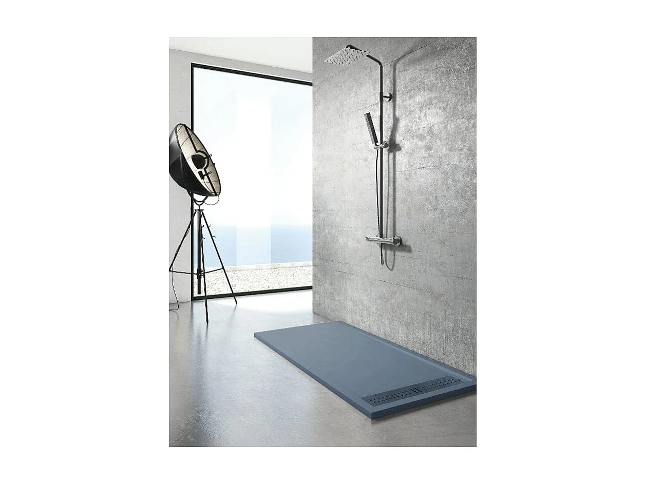 Plato de ducha resina ELITE ANTRACITA  90x160cm rejilla inox