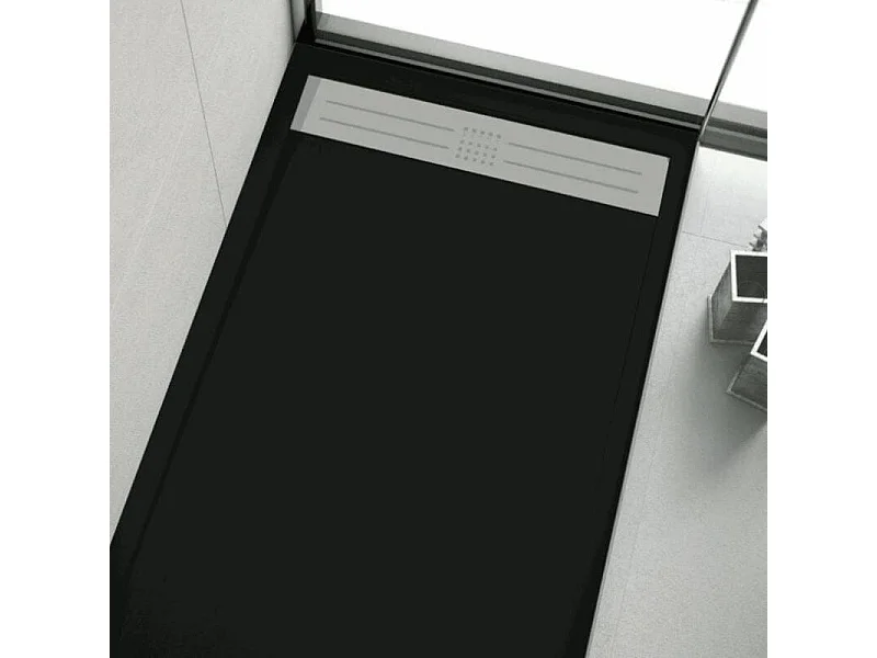 Plato de ducha resina ELITE negro  90x180cm rejilla acero inox.
