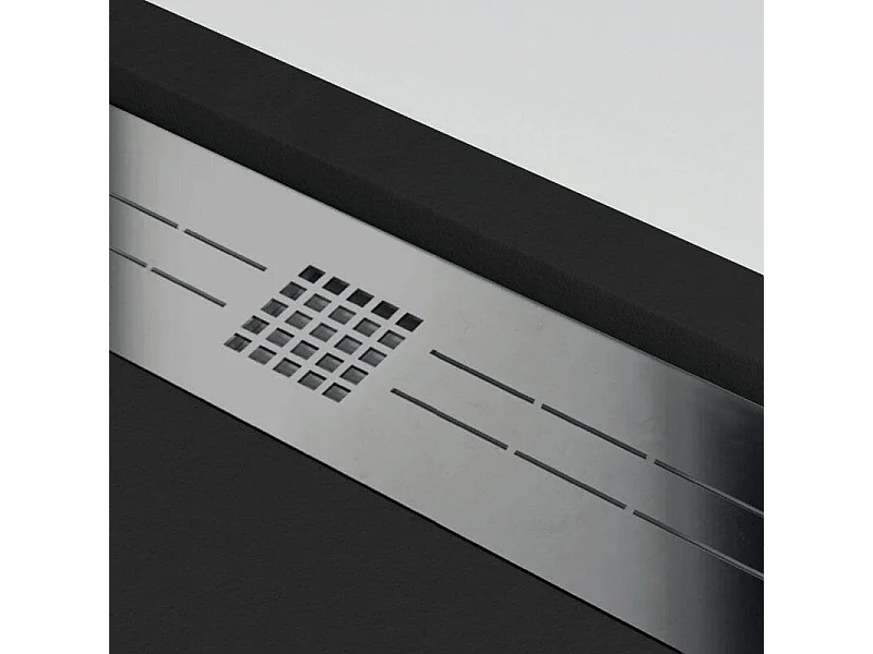 Plato de ducha resina ELITE negro  90x180cm rejilla acero inox.