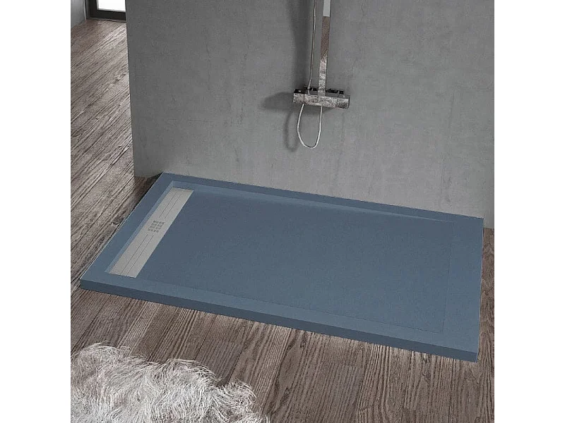 Plato de ducha resina ELITE ANTRACITA  80x100cm rejilla inox