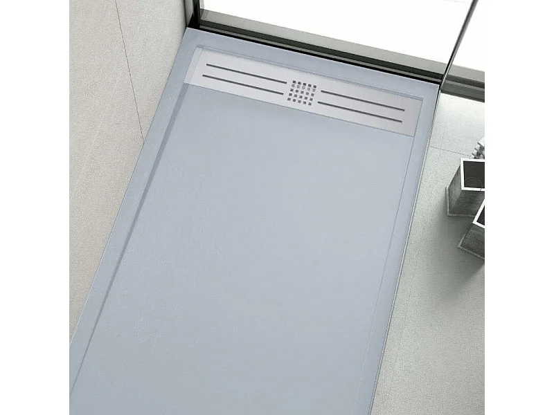 Plato de ducha resina ELITE CENIZA  70x110cm rejilla inox
