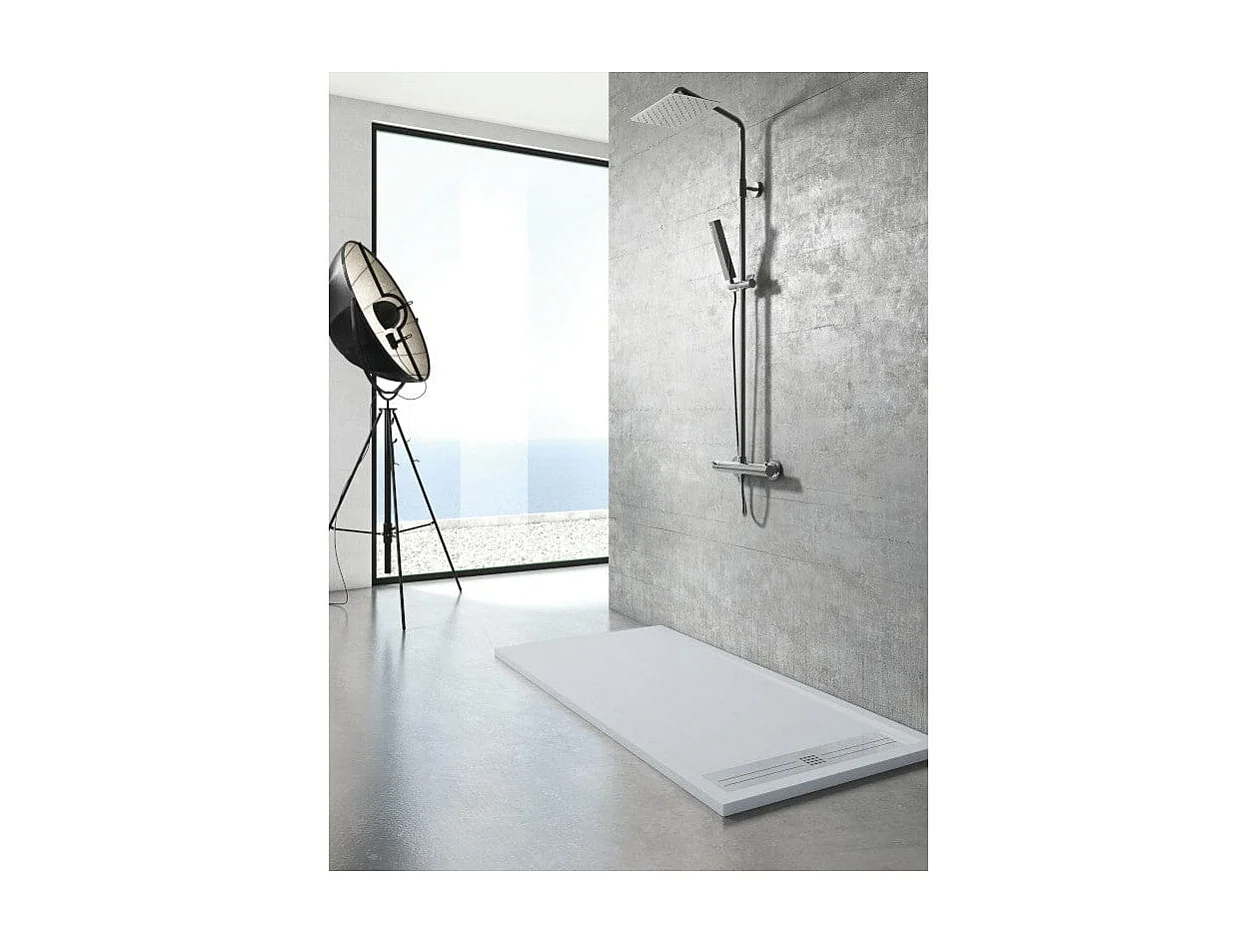 Plato de ducha resina ELITE ceniza  70x110cm rejilla acero inox.