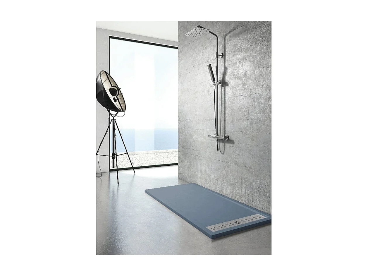 Plato de ducha resina ELITE antracita  80x110cm rejilla acero inox.