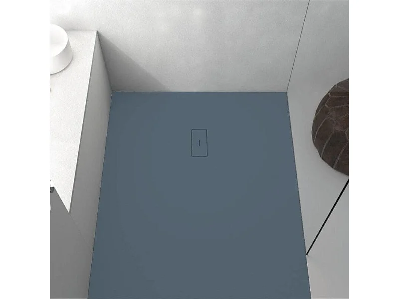 Mineralguss-Duschwanne extra flach FUSION Schieferoptik ANTHRAZIT 100x170cm