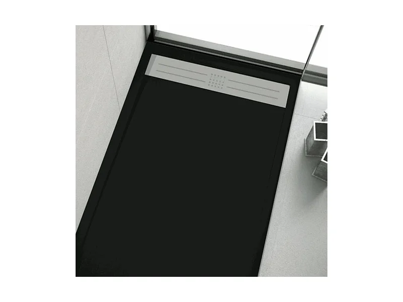 Plato de ducha resina ELITE NEGRO  70x120cm rejilla inox