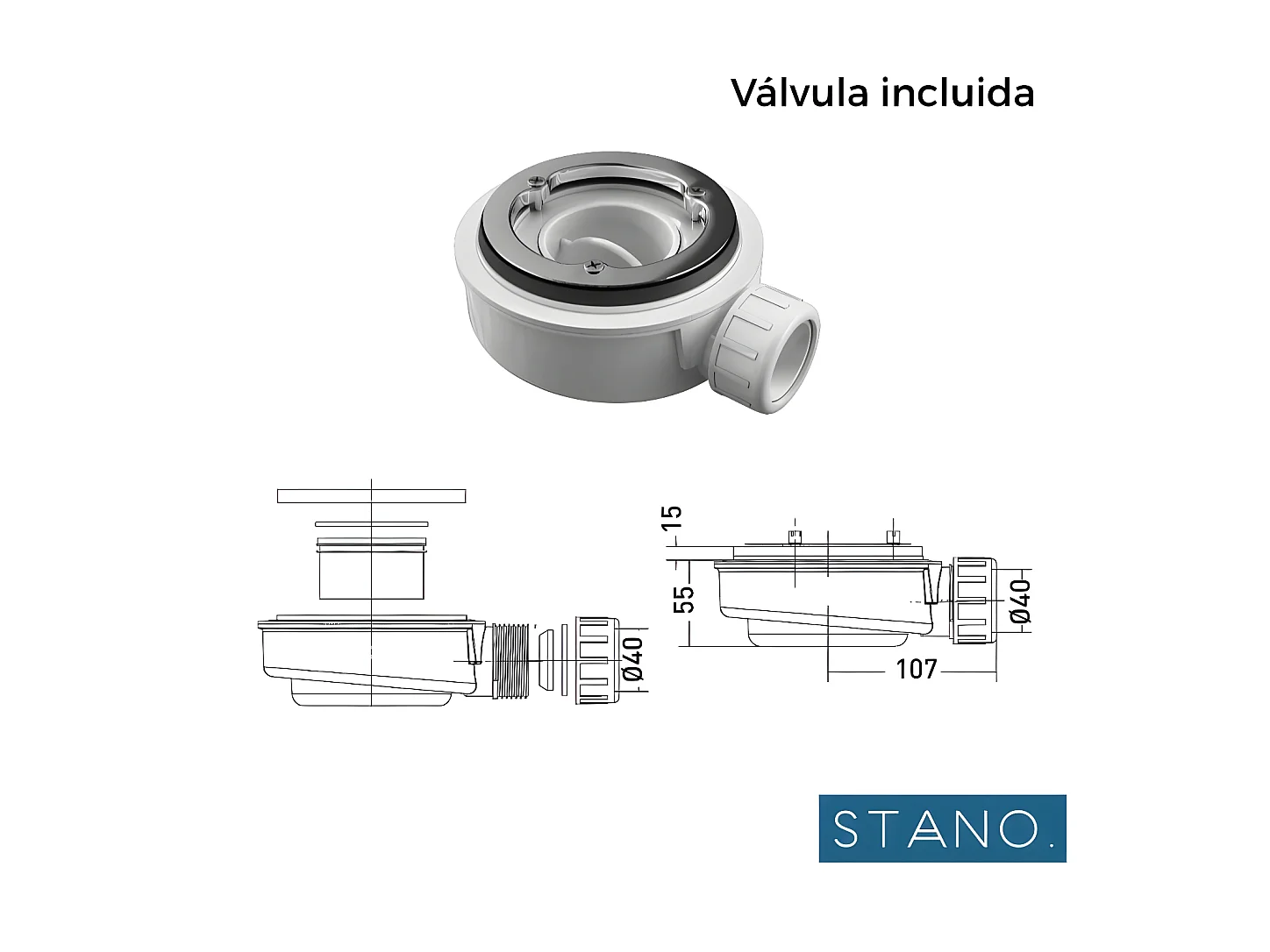 Plato de ducha resina ELITE BLANCO  90x150cm rejilla inox