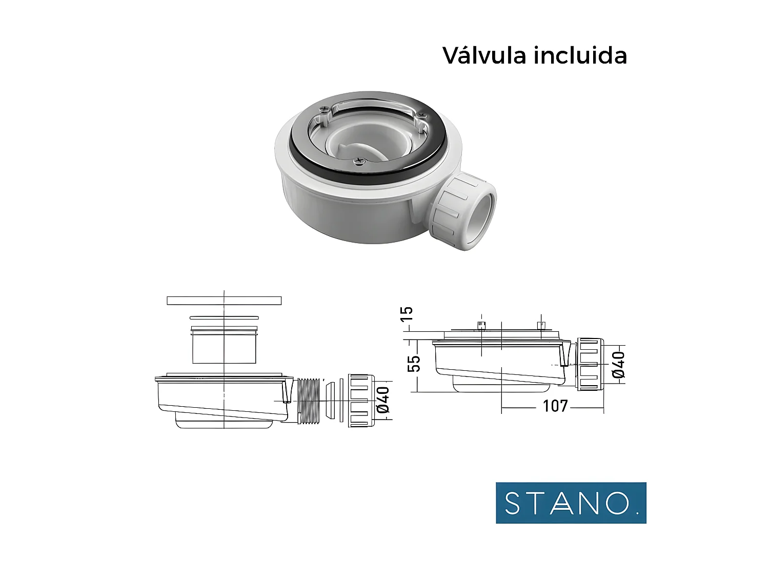 Plato de ducha resina ELITE BLANCO  90x150cm rejilla inox