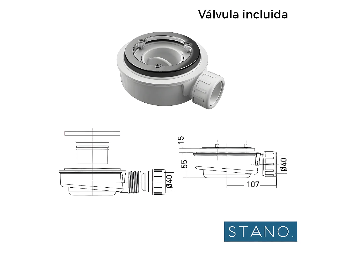 Plato de ducha resina ELITE BLANCO  90x150cm rejilla inox