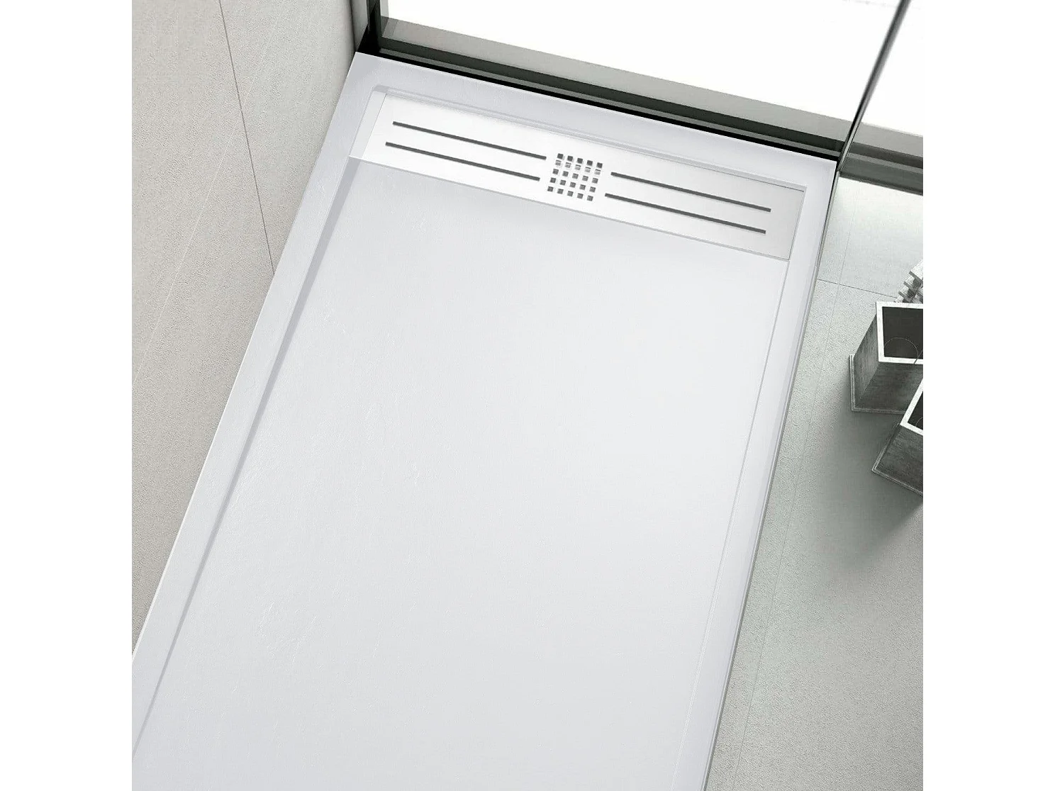 Plato de ducha resina ELITE blanco  80x170cm rejilla acero inox.