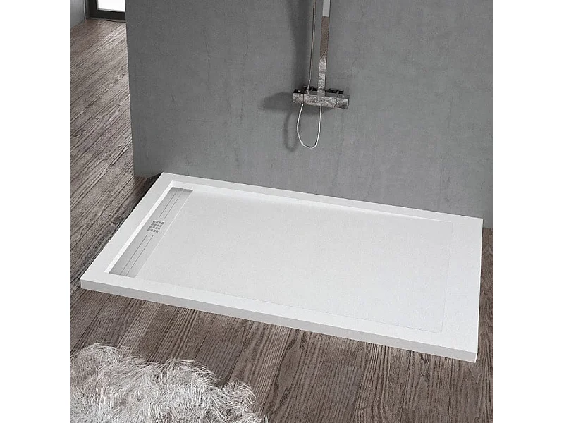 Plato de ducha resina ELITE blanco  80x170cm rejilla acero inox.