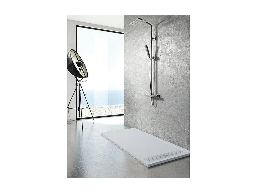 Plato de ducha resina ELITE CENIZA  80x120cm rejilla inox