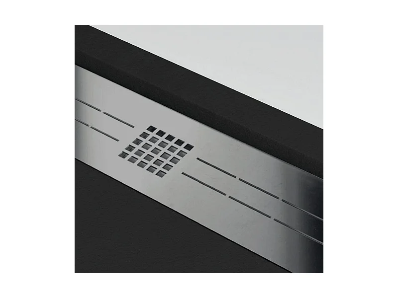 Plato de ducha resina ELITE NEGRO  90x100cm rejilla inox