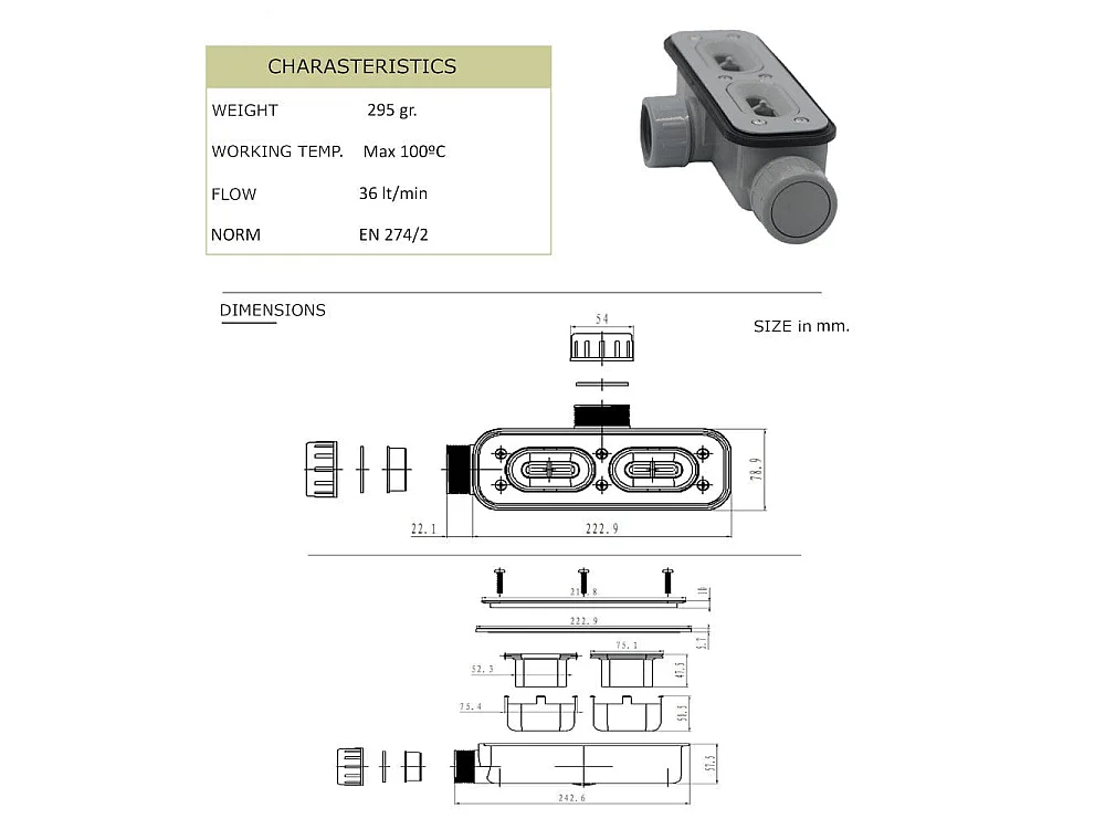 Plato de ducha resina LYRA blanco  95x180cm
