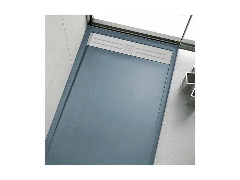 Plato de ducha resina ELITE ANTRACITA  90x200cm rejilla inox