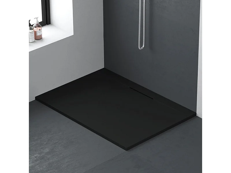 Mineralguss-Duschwanne extra flach LYRA SCHWARZ 85x100cm