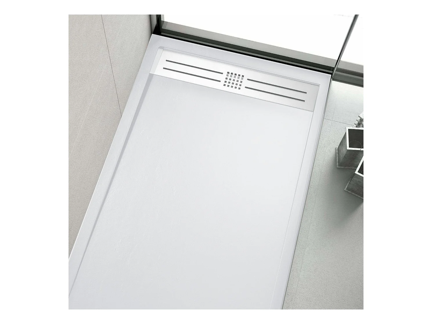 Plato de ducha resina ELITE BLANCO  90x110cm rejilla inox