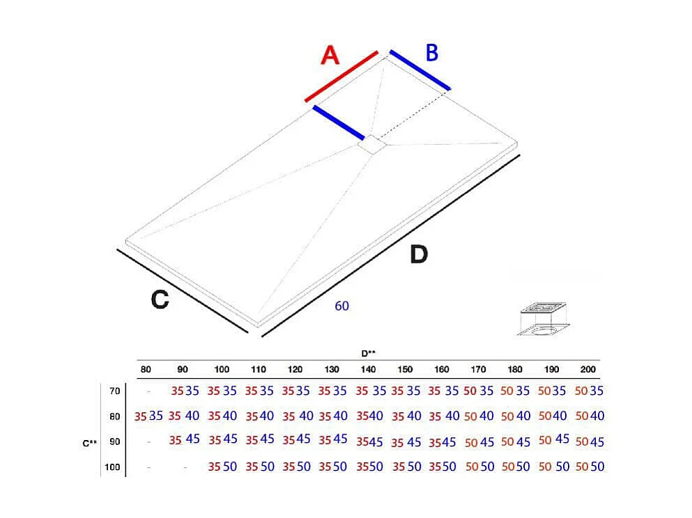 Mineralguss-Duschwanne extra flach FUSION Schieferoptik ANTHRAZIT 80x90cm