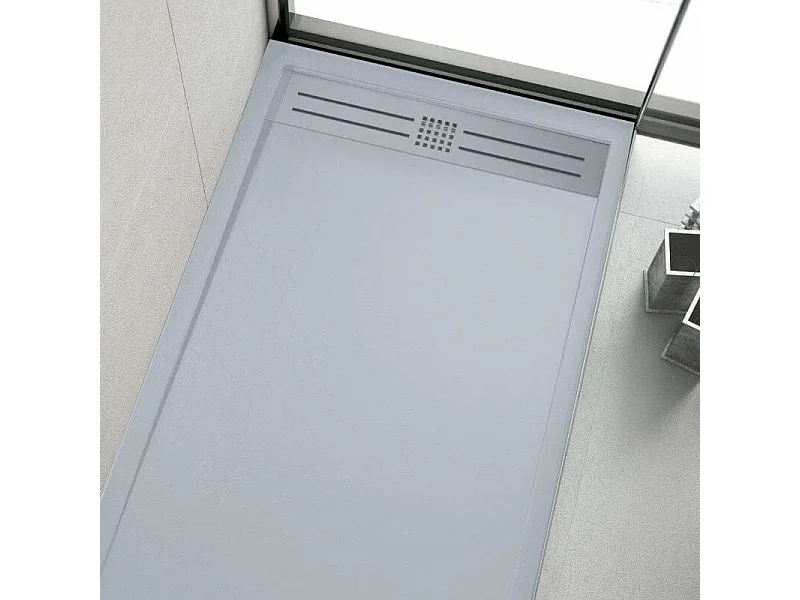 Plato de ducha resina ELITE CENIZA  90x150cm rejilla inox