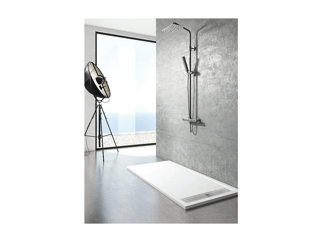Plato de ducha resina ELITE blanco  70x120cm rejilla acero inox.