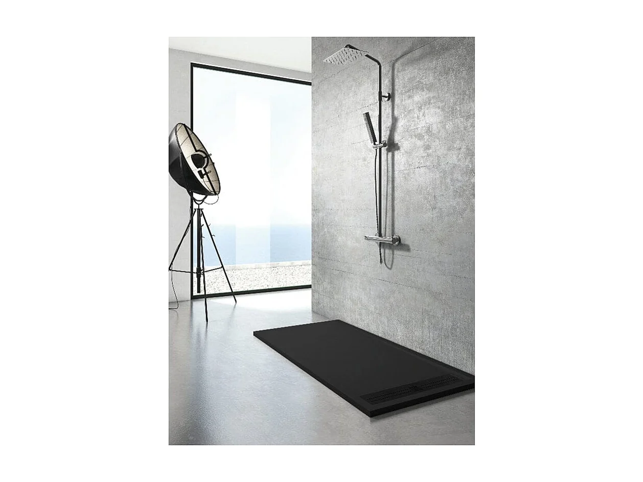 Plato de ducha resina ELITE NEGRO  70x180cm rejilla inox