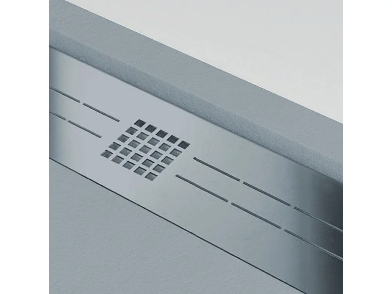 Plato de ducha resina ELITE CENIZA  90x130cm rejilla inox