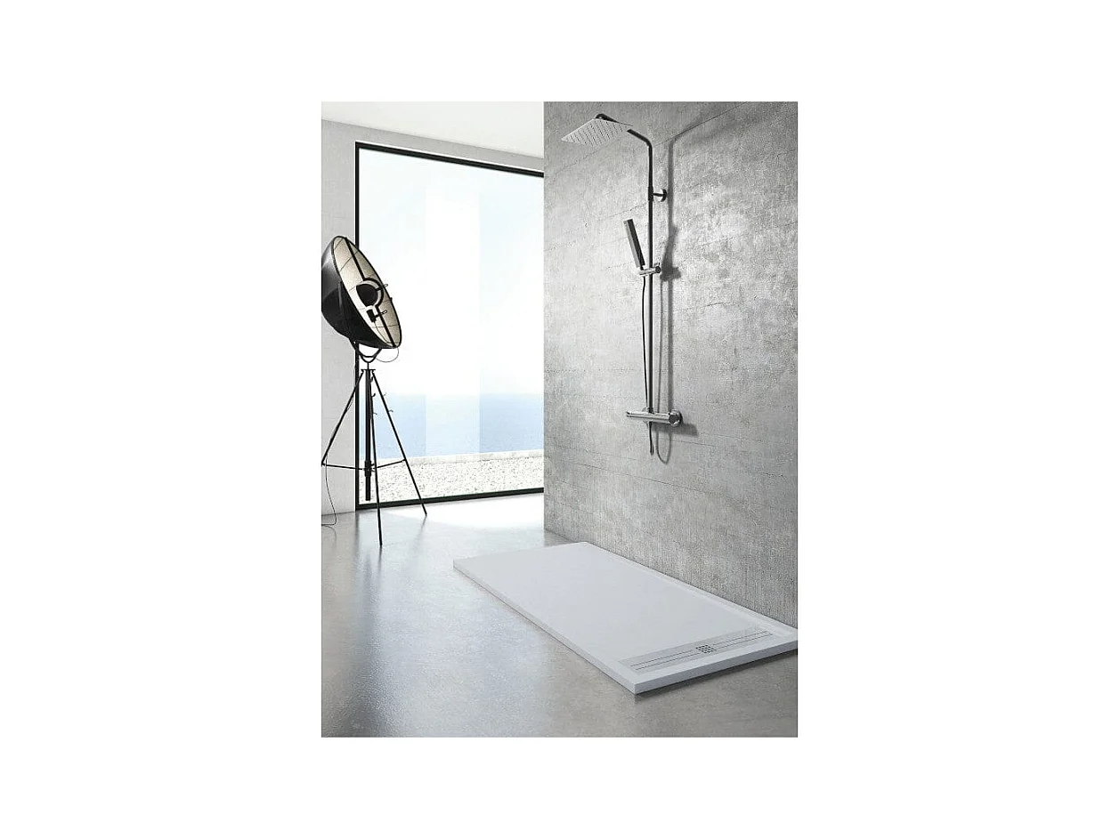 Plato de ducha resina ELITE CENIZA  80x110cm rejilla inox