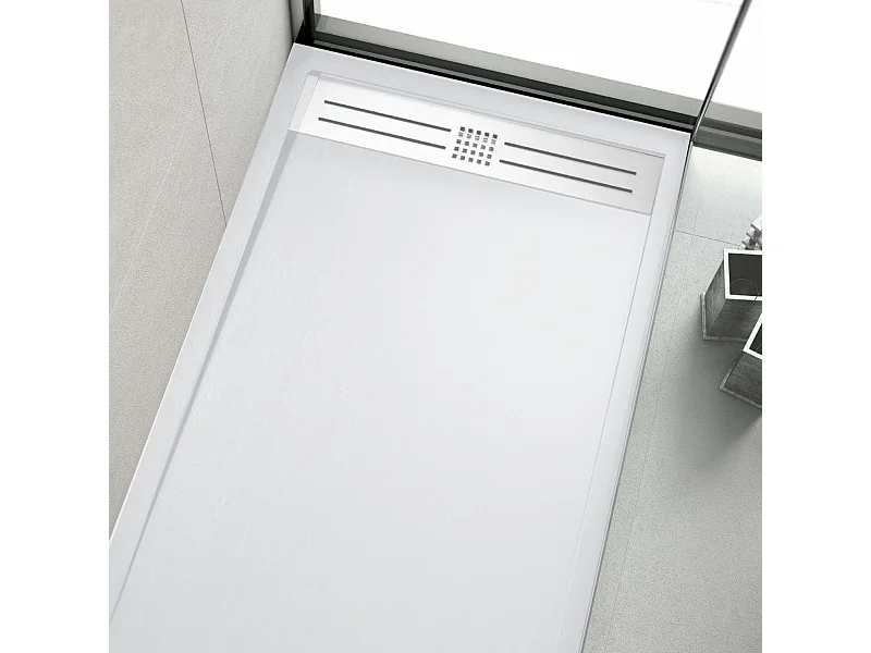 Plato de ducha resina ELITE BLANCO  80x120cm rejilla inox